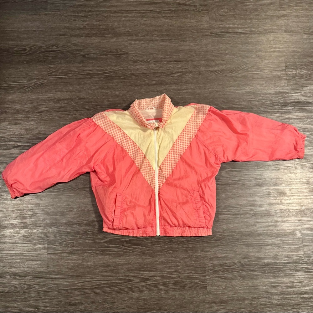VTG 80s Windbreaker Color Block Jacket Womens LG Gitano Activewear Full Zip Pink - Picture 2 of 9
